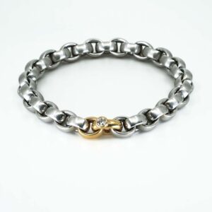 950er Platin- und 750er Gelbgoldarmband mit Brillant