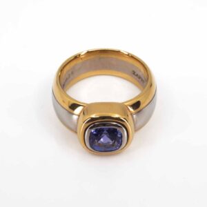 750er Gelbgold- und 750er Weißgoldring mit Tansanit
