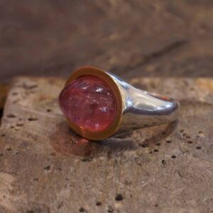 750er Roségold- und 925er Sterlingsilberring mit Turmalin